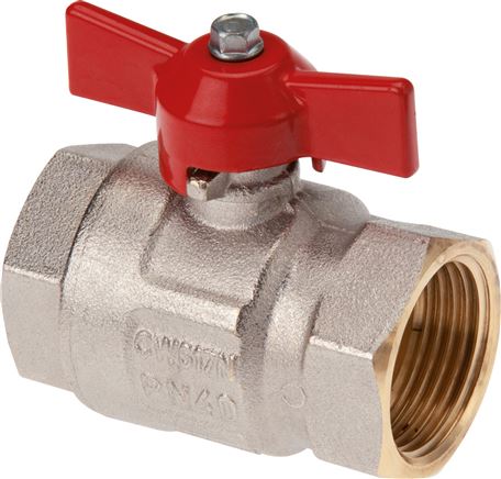 Exemplary representation: 2-part ball valve, full bore, short design, toggle handle